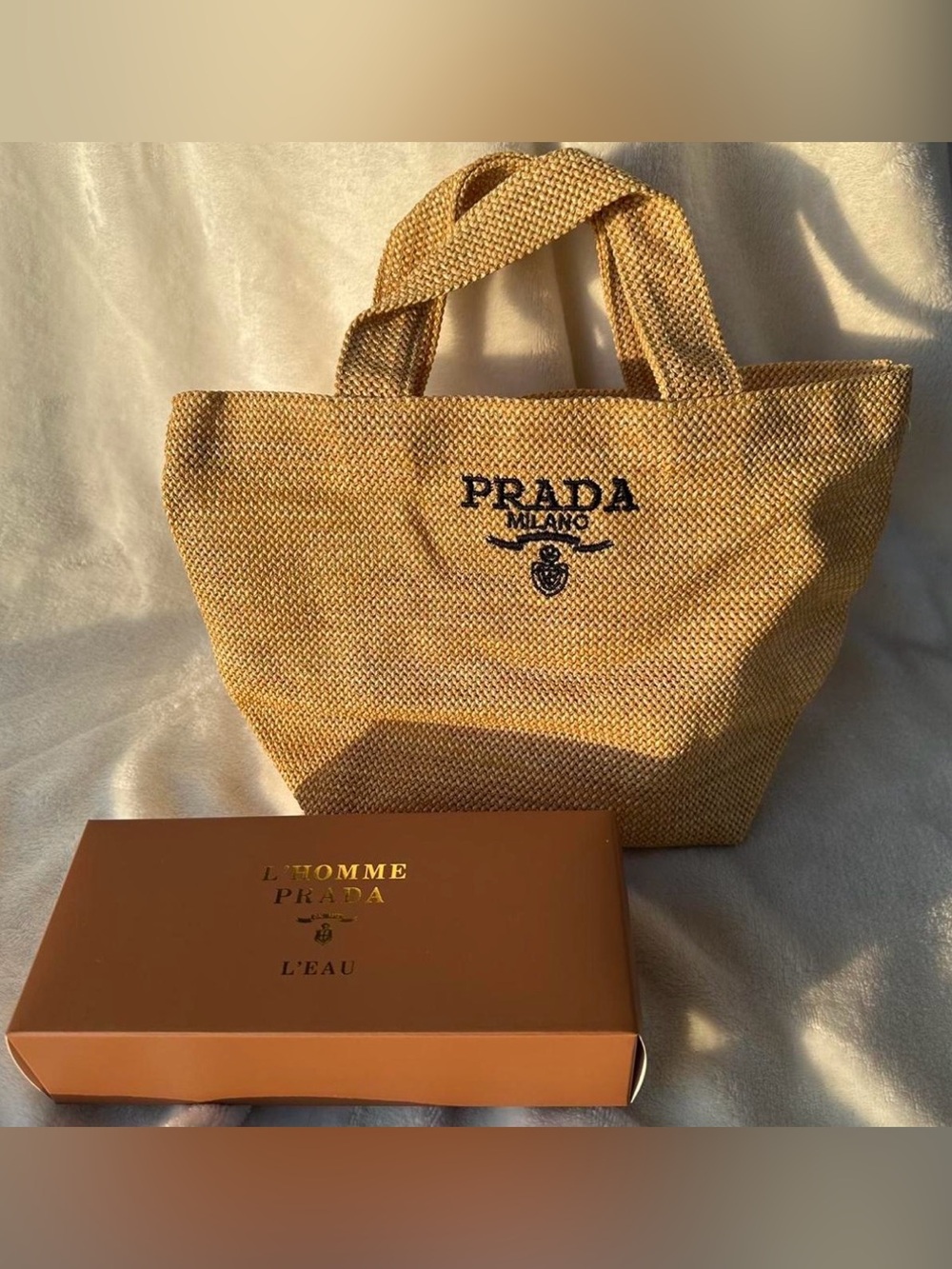 Prada Milano✨🤎💛 GWP Yellow Woven Logo Tote
